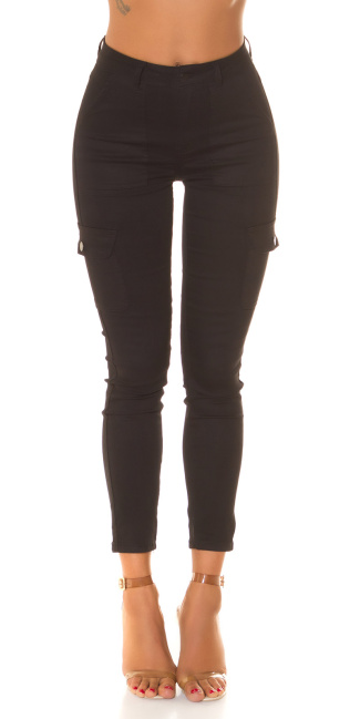 Highwaist Jeans Cargo Style with pockets Black